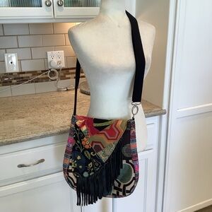 St Clair Designs “Kathleen” Colorful Fringe Crossbody Bag NWOT Boho
